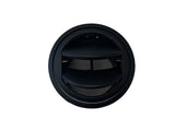 Front view of a black plastic directional air vent on a white background